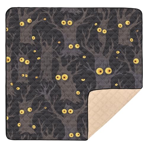 Schwarzer Hintergrund mit Geistern und leuchtenden Augen, Halloween-Design, niedlich, faltbar, für drinnen und draußen, gemütlich von GuoChe