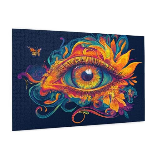 Abstrakt Puzzle 1000 Teile Erwachsene Puzzle Auge Design für Erwachsene und Beginner, HD Farbe HolzPuzzle mit Geschenkbox Verpackung for Zimmer Deko Wohnzimmer, Geschenke für Frauen 50x75cm -z527 von Guofuos