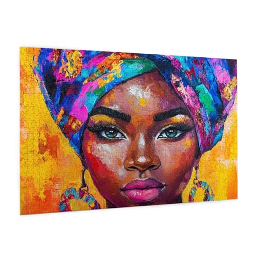 Afrika Puzzle 2000 Teile Erwachsene Puzzle Frau Design für Erwachsene und Beginner, HD Farbe HolzPuzzle mit Geschenkbox Verpackung for Zimmer Deko Wohnzimmer, Geschenke für Frauen 70x100cm -z758 von Guofuos