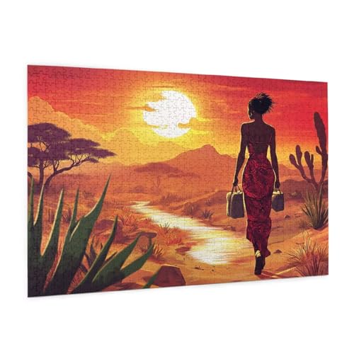 Afrika Puzzle 3000 Teile Erwachsene Puzzle Frau Design für Erwachsene und Beginner, HD Farbe HolzPuzzle mit Geschenkbox Verpackung for Zimmer Deko Wohnzimmer, Geschenke für Frauen 80x120cm -z755 von Guofuos