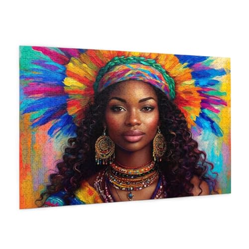 Afrika Puzzle 3000 Teile Erwachsene Puzzle Frau Design für Erwachsene und Beginner, HD Farbe HolzPuzzle mit Geschenkbox Verpackung for Zimmer Deko Wohnzimmer, Geschenke für Frauen 80x120cm -z759 von Guofuos