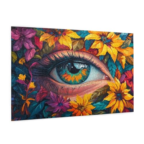 Auge Puzzle 2000 Teile Erwachsene Puzzle Blume Design für Erwachsene und Beginner, HD Farbe HolzPuzzle mit Geschenkbox Verpackung for Zimmer Deko Wohnzimmer, Geschenke für Frauen 70x100cm -z413 von Guofuos