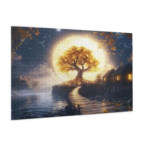Baum des Lebens Puzzle 3000 Teile Erwachsene Puzzle Mond Design für Erwachsene Beginner, HD Farbe HolzPuzzle mit Geschenkbox Verpackung, Zimmer Deko Wohnzimmer, Geschenke für Frauen 80x120cm -z1820 von Guofuos