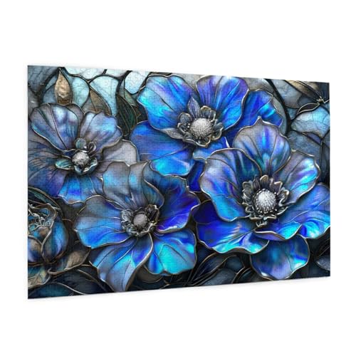 Blau Puzzle 6000 Teile Erwachsene Puzzle Blume Design für Erwachsene und Beginner, HD Farbe HolzPuzzle mit Geschenkbox Verpackung for Zimmer Deko Wohnzimmer, Geschenke für Frauen 100x180cm -z1281 von Guofuos