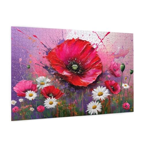 Blume Puzzle 1000 Teile Erwachsene Puzzle Farbe Design für Erwachsene und Beginner, HD Farbe HolzPuzzle mit Geschenkbox Verpackung for Zimmer Deko Wohnzimmer, Geschenke für Frauen 50x75cm -z1064 von Guofuos