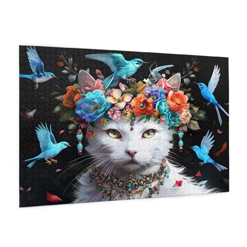 Blume Puzzle 1000 Teile Erwachsene Puzzle Katze Design für Erwachsene und Beginner, HD Farbe HolzPuzzle mit Geschenkbox Verpackung for Zimmer Deko Wohnzimmer, Geschenke für Frauen 50x75cm -z1173 von Guofuos