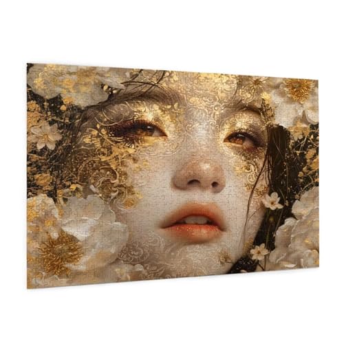 Blume Puzzle 1500 Teile Erwachsene Puzzle Frau Design für Erwachsene und Beginner, HD Farbe HolzPuzzle mit Geschenkbox Verpackung for Zimmer Deko Wohnzimmer, Geschenke für Frauen 57x87cm -z1202 von Guofuos