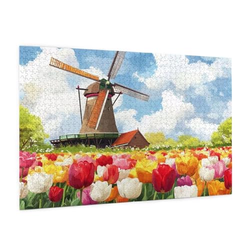 Blume Puzzle 1500 Teile Erwachsene Puzzle Landschaft Design für Erwachsene und Beginner, HD Farbe HolzPuzzle mit Geschenkbox Verpackung for Zimmer Deko Wohnzimmer, Geschenke für Frauen 57x87cm -z1143 von Guofuos