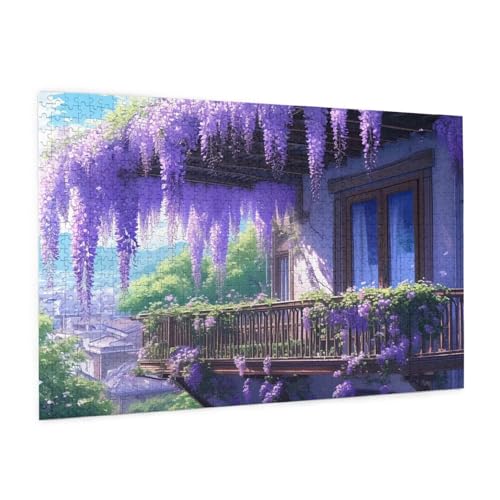 Blume Puzzle 1500 Teile Erwachsene Puzzle Lavendel Design für Erwachsene und Beginner, HD Farbe HolzPuzzle mit Geschenkbox Verpackung for Zimmer Deko Wohnzimmer, Geschenke für Frauen 57x87cm -z1221 von Guofuos