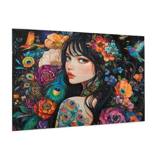 Blume Puzzle 2000 Teile Erwachsene Puzzle Frau Design für Erwachsene und Beginner, HD Farbe HolzPuzzle mit Geschenkbox Verpackung for Zimmer Deko Wohnzimmer, Geschenke für Frauen 70x100cm -z1205 von Guofuos