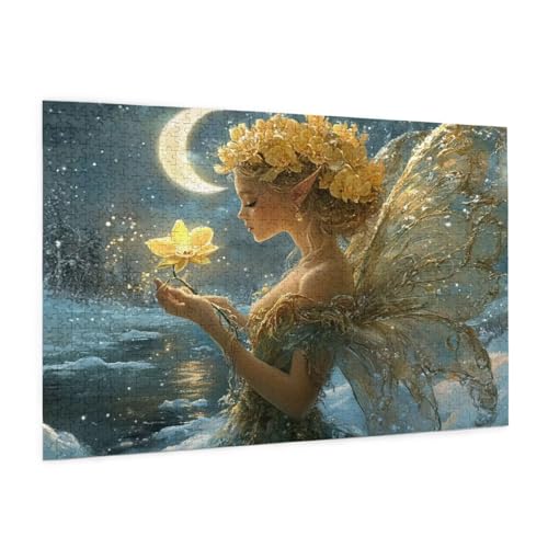 Blume Puzzle 3000 Teile Erwachsene Puzzle Elf Design für Erwachsene und Beginner, HD Farbe HolzPuzzle mit Geschenkbox Verpackung for Zimmer Deko Wohnzimmer, Geschenke für Frauen 80x120cm -z174 von Guofuos