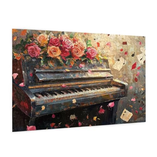 Blume Puzzle 3000 Teile Erwachsene Puzzle Klavier Design für Erwachsene und Beginner, HD Farbe HolzPuzzle mit Geschenkbox Verpackung for Zimmer Deko Wohnzimmer, Geschenke für Frauen 80x120cm -z1147 von Guofuos