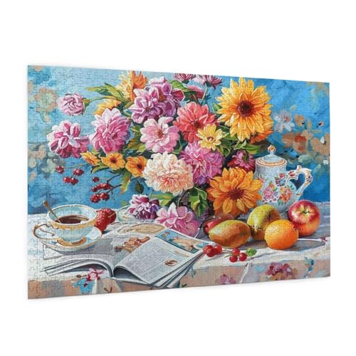 Blume Puzzle 3000 Teile Erwachsene Puzzle Küche Design für Erwachsene und Beginner, HD Farbe HolzPuzzle mit Geschenkbox Verpackung for Zimmer Deko Wohnzimmer, Geschenke für Frauen 80x120cm -z1097 von Guofuos