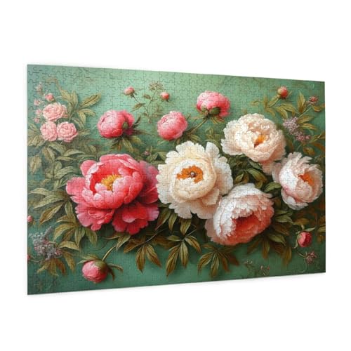 Blume Puzzle 3000 Teile Erwachsene Puzzle Pfingstrose Design für Erwachsene Beginner, HD Farbe HolzPuzzle mit Geschenkbox Verpackung for Zimmer Deko Wohnzimmer, Geschenke für Frauen 80x120cm -z1184 von Guofuos