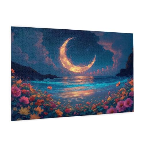 Blume Puzzle 3000 Teile Erwachsene Puzzle Strand Design für Erwachsene und Beginner, HD Farbe HolzPuzzle mit Geschenkbox Verpackung for Zimmer Deko Wohnzimmer, Geschenke für Frauen 80x120cm -z168 von Guofuos