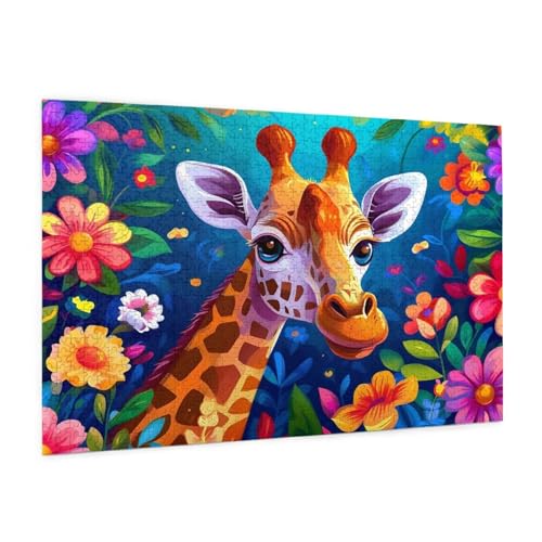 Blume Puzzle 4000 Teile Erwachsene Puzzle Giraffe Design für Erwachsene und Beginner, HD Farbe HolzPuzzle mit Geschenkbox Verpackung for Zimmer Deko Wohnzimmer, Geschenke für Frauen 87x140cm -z207 von Guofuos