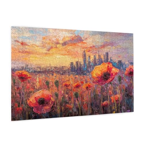 Blume Puzzle 4000 Teile Erwachsene Puzzle Stadt Design für Erwachsene und Beginner, HD Farbe HolzPuzzle mit Geschenkbox Verpackung for Zimmer Deko Wohnzimmer, Geschenke für Frauen 87x140cm -z1083 von Guofuos