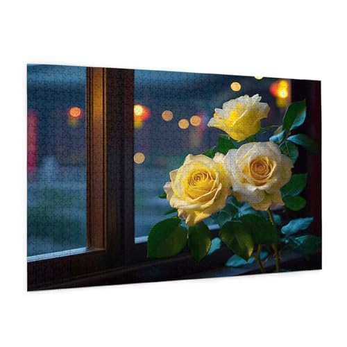Blume Puzzle 5000 Teile Erwachsene Puzzle Fensterbank Design für Erwachsene Beginner, HD Farbe HolzPuzzle mit Geschenkbox Verpackung for Zimmer Deko Wohnzimmer, Geschenke für Frauen 100x150cm -z159 von Guofuos