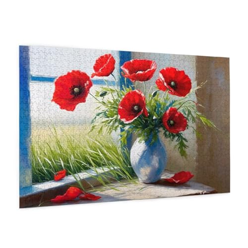 Blume Puzzle 6000 Teile Erwachsene Puzzle Fensterbank Design für Erwachsene Beginner, HD Farbe HolzPuzzle mit Geschenkbox Verpackung for Zimmer Deko Wohnzimmer, Geschenke für Frauen 100x180cm -z158 von Guofuos