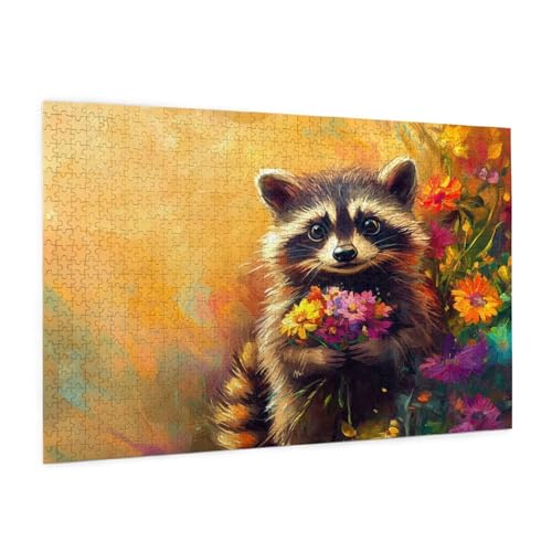 Blume Puzzle 6000 Teile Erwachsene Puzzle Waschbär Design für Erwachsene und Beginner, HD Farbe HolzPuzzle mit Geschenkbox Verpackung for Zimmer Deko Wohnzimmer, Geschenke für Frauen 100x180cm -z1165 von Guofuos