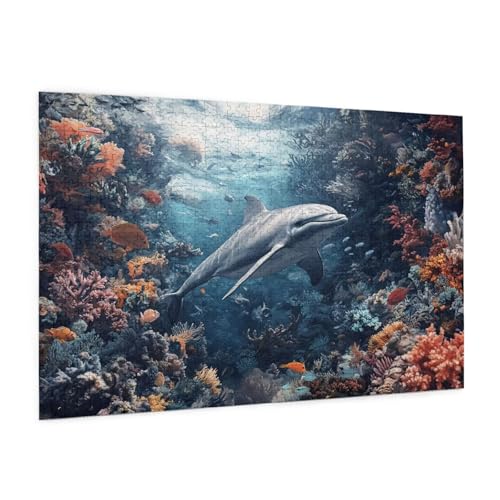 Delphin Puzzle 4000 Teile Erwachsene Puzzle Landschaft Design für Erwachsene Beginner, HD Farbe HolzPuzzle mit Geschenkbox Verpackung for Zimmer Deko Wohnzimmer, Geschenke für Frauen 87x140cm -z969 von Guofuos