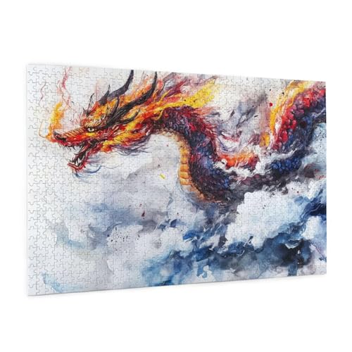 Drachen Puzzle 1000 Teile Erwachsene Puzzle Traum Design für Erwachsene und Beginner, HD Farbe HolzPuzzle mit Geschenkbox Verpackung for Zimmer Deko Wohnzimmer, Geschenke für Frauen 50x75cm -z1296 von Guofuos