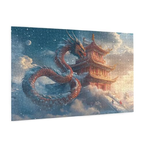 Drachen Puzzle 3000 Teile Erwachsene Puzzle Traum Design für Erwachsene und Beginner, HD Farbe HolzPuzzle mit Geschenkbox Verpackung for Zimmer Deko Wohnzimmer, Geschenke für Frauen 80x120cm -z1293 von Guofuos