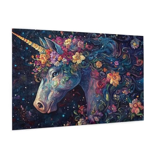 Einhorn Puzzle 4000 Teile Erwachsene Puzzle Blume Design für Erwachsene und Beginner, HD Farbe HolzPuzzle mit Geschenkbox Verpackung for Zimmer Deko Wohnzimmer, Geschenke für Frauen 87x140cm -z747 von Guofuos