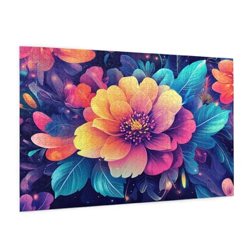 Farbe Puzzle 1000 Teile Erwachsene Puzzle Blume Design für Erwachsene und Beginner, HD Farbe HolzPuzzle mit Geschenkbox Verpackung for Zimmer Deko Wohnzimmer, Geschenke für Frauen 50x75cm -z472 von Guofuos