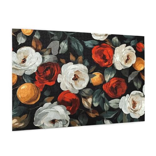 Farbe Puzzle 2000 Teile Erwachsene Puzzle Rose Design für Erwachsene und Beginner, HD Farbe HolzPuzzle mit Geschenkbox Verpackung for Zimmer Deko Wohnzimmer, Geschenke für Frauen 70x100cm -z480 von Guofuos
