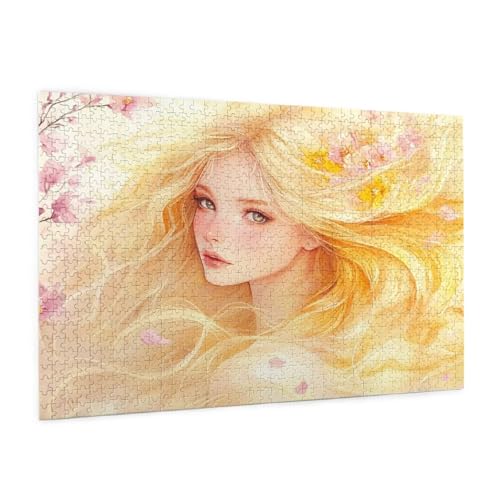 Frau Puzzle 1000 Teile Erwachsene Puzzle Blume Design für Erwachsene und Beginner, HD Farbe HolzPuzzle mit Geschenkbox Verpackung for Zimmer Deko Wohnzimmer, Geschenke für Frauen 50x75cm -z268 von Guofuos