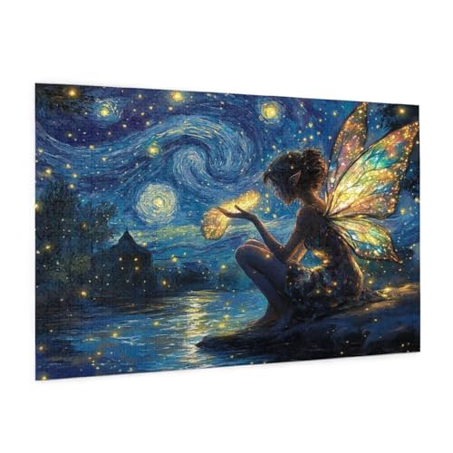 Frau Puzzle 1000 Teile Erwachsene Puzzle Elf Design für Erwachsene und Beginner,Farbe HolzPuzzle Kreative Geschenke mit Geschenkbox Verpackung Zimmer Deko Wohnzimmer,Geschenke für Frauen 50x75cm -z299 von Guofuos
