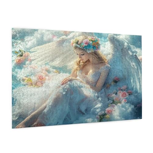Frau Puzzle 1000 Teile Erwachsene Puzzle Engel Design für Erwachsene und Beginner, HD Farbe HolzPuzzle mit Geschenkbox Verpackung for Zimmer Deko Wohnzimmer, Geschenke für Frauen 50x75cm -z313 von Guofuos