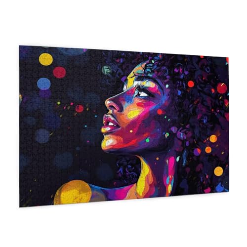 Frau Puzzle 1000 Teile Erwachsene Puzzle Farbe Design für Erwachsene und Beginner, HD Farbe HolzPuzzle mit Geschenkbox Verpackung for Zimmer Deko Wohnzimmer, Geschenke für Frauen 50x75cm -z246 von Guofuos