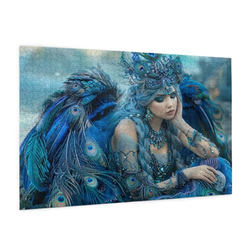 Frau Puzzle 1000 Teile Erwachsene Puzzle Pfau Design für Erwachsene Beginner,Farbe HolzPuzzle Kreative Geschenke mit Geschenkbox Verpackung Zimmer Deko Wohnzimmer,Geschenke für Frauen 50x75cm -z300 von Guofuos