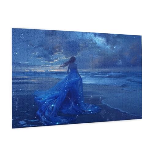 Frau Puzzle 2000 Teile Erwachsene Puzzle Strand Design für Erwachsene und Beginner, HD Farbe HolzPuzzle mit Geschenkbox Verpackung for Zimmer Deko Wohnzimmer, Geschenke für Frauen 70x100cm -z263 von Guofuos