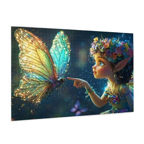 Frau Puzzle 3000 Teile Erwachsene Puzzle Schmetterling Design für Erwachsene Beginner, HD Farbe HolzPuzzle mit Geschenkbox Verpackung for Zimmer Deko Wohnzimmer, Geschenke für Frauen 80x120cm -z264 von Guofuos