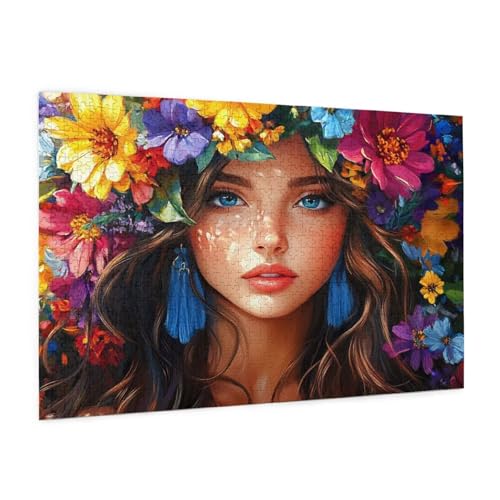 Frau Puzzle 4000 Teile Erwachsene Puzzle Blume Design für Erwachsene und Beginner, HD Farbe HolzPuzzle mit Geschenkbox Verpackung for Zimmer Deko Wohnzimmer, Geschenke für Frauen 87x140cm -z273 von Guofuos