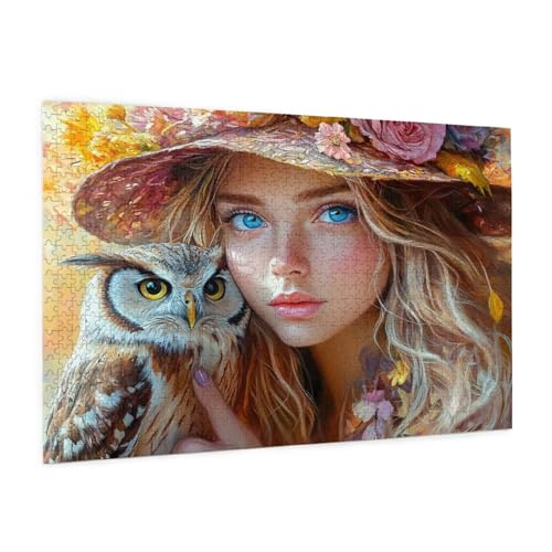 Frau Puzzle 6000 Teile Erwachsene Puzzle Eule Design für Erwachsene und Beginner, HD Farbe HolzPuzzle mit Geschenkbox Verpackung for Zimmer Deko Wohnzimmer, Geschenke für Frauen 100x180cm -z301 von Guofuos