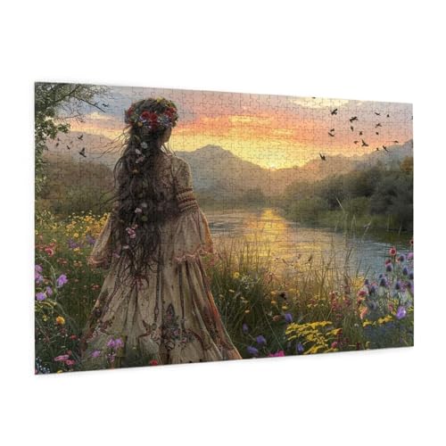 Frau Puzzle 6000 Teile Erwachsene Puzzle Landschaft Design für Erwachsene und Beginner, HD Farbe HolzPuzzle mit Geschenkbox Verpackung for Zimmer Deko Wohnzimmer, Geschenke für Frauen 100x180cm -z252 von Guofuos
