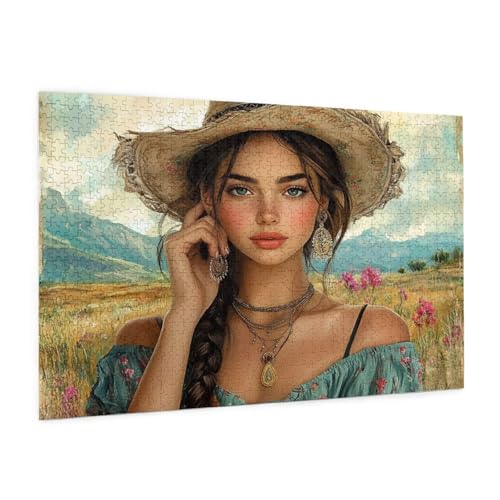 Frau Puzzle 6000 Teile Erwachsene Puzzle Retro Design für Erwachsene und Beginner, HD Farbe HolzPuzzle mit Geschenkbox Verpackung for Zimmer Deko Wohnzimmer, Geschenke für Frauen 100x180cm -z261 von Guofuos