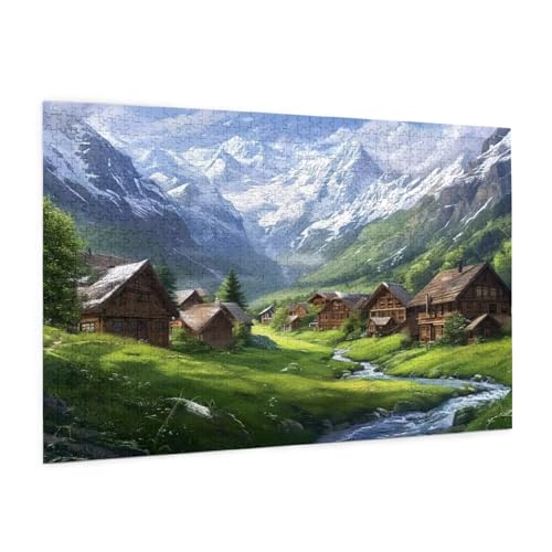 Gebirge Puzzle 1000 Teile Erwachsene Puzzle Dorf Design für Erwachsene und Beginner, HD Farbe HolzPuzzle mit Geschenkbox Verpackung for Zimmer Deko Wohnzimmer, Geschenke für Frauen 50x75cm -z380 Gebirge Puzzle 1000 Teile Erwachsene Puzzle Dorf Design für Erwachsene und Beginner, HD Farbe HolzPuzzle mit Geschenkbox Verpackung for Zimmer Deko Wohnzimmer, Geschenke für Frauen 50x75cm -z380 von Guofuos