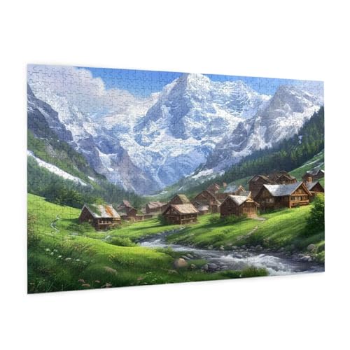 Gebirge Puzzle 4000 Teile Erwachsene Puzzle Dorf Design für Erwachsene und Beginner, HD Farbe HolzPuzzle mit Geschenkbox Verpackung for Zimmer Deko Wohnzimmer, Geschenke für Frauen 87x140cm -z381 von Guofuos