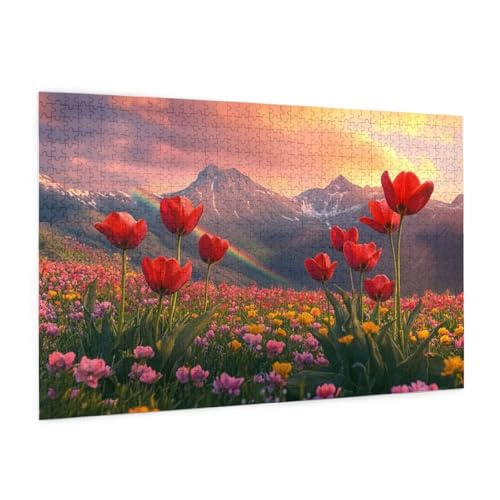 Gebirge Puzzle 5000 Teile Erwachsene Puzzle Rose Design für Erwachsene und Beginner, HD Farbe HolzPuzzle mit Geschenkbox Verpackung for Zimmer Deko Wohnzimmer, Geschenke für Frauen 100x150cm -z1792 von Guofuos