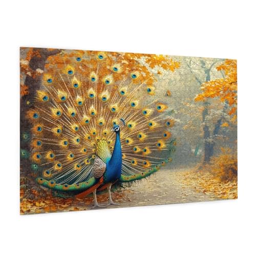 Herbst Puzzle 1500 Teile Erwachsene Puzzle Pfau Design für Erwachsene und Beginner, HD Farbe HolzPuzzle mit Geschenkbox Verpackung for Zimmer Deko Wohnzimmer, Geschenke für Frauen 57x87cm -z323 von Guofuos