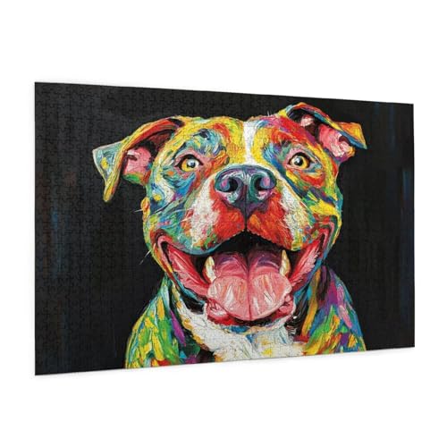 Hund Puzzle 1500 Teile Erwachsene Puzzle Farbe Design für Erwachsene und Beginner, HD Farbe HolzPuzzle mit Geschenkbox Verpackung for Zimmer Deko Wohnzimmer, Geschenke für Frauen 57x87cm -z922 von Guofuos
