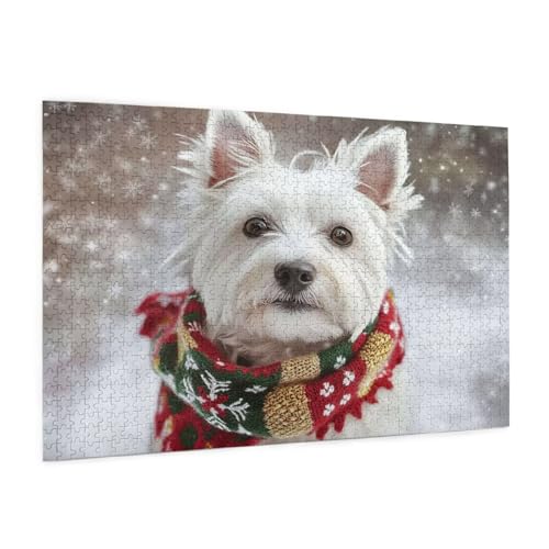 Hund Puzzle 2000 Teile Erwachsene Puzzle Winter Design für Erwachsene und Beginner, HD Farbe HolzPuzzle mit Geschenkbox Verpackung for Zimmer Deko Wohnzimmer, Geschenke für Frauen 70x100cm -z925 von Guofuos