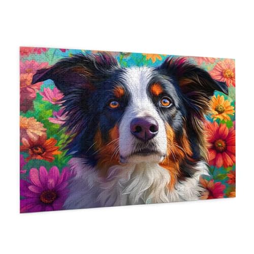 Hund Puzzle 4000 Teile Erwachsene Puzzle Blume Design für Erwachsene und Beginner, HD Farbe HolzPuzzle mit Geschenkbox Verpackung for Zimmer Deko Wohnzimmer, Geschenke für Frauen 87x140cm -z103 von Guofuos