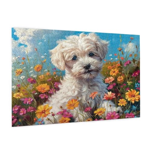 Hund Puzzle 6000 Teile Erwachsene Puzzle Blume Design für Erwachsene und Beginner, HD Farbe HolzPuzzle mit Geschenkbox Verpackung for Zimmer Deko Wohnzimmer, Geschenke für Frauen 100x180cm -z104 von Guofuos