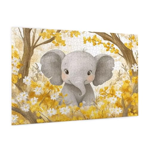 Karikatur Puzzle 3000 Teile Erwachsene Puzzle Elefant Design für Erwachsene und Beginner, HD Farbe HolzPuzzle mit Geschenkbox Verpackung for Zimmer Deko Wohnzimmer, Geschenke für Frauen 80x120cm -z609 von Guofuos